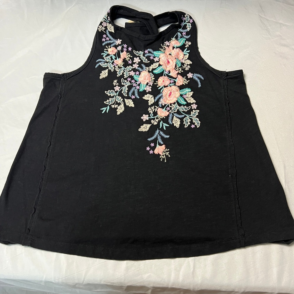 NWT Sundance Flowers in Bloom Black Embroidered‎ Racerback Twist Tank Top Sm - Picture 4 of 11